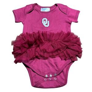 Two feet Ahead Oklahoma Sooners crimson tutu creeper size 24 months NWOT